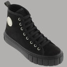 Scarpa alta scamosciata nera allacciata con suola in gomma naturale