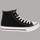 Scarpe alte donna Victoria Tribu nere in cotone, lacci bianchi, suola in gomma