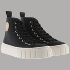 Stivaletto donna nero in tela con lacci e suola alta bianca 3 cm Abril
