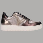 Sneaker Victoria da donna bronzo metallizzato in similpelle, suola bianca.