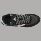 Sneaker da donna Victoria nere in nylon, stringhe grigie, suola nera antiscivolo
