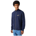 Felpa Wrangler blu con zip frontale e logo ricamato