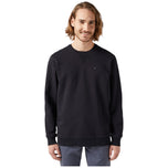 Felpa nera Wrangler con scollo a giro e logo piccolo sul petto