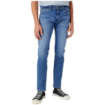 Jeans da uomo Wrangler blu con gamba dritta e cinque tasche