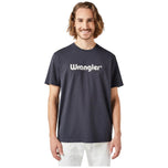 Maglietta Wrangler nera con logo grande stampato sul petto