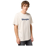 T-shirt panna con logo Wrangler® grande sul davanti