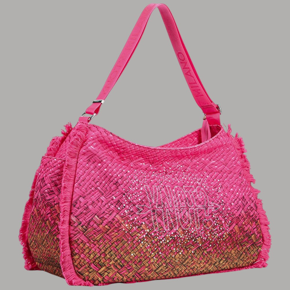 YNot Borsa Hobo Macao XL Sfumata con Frange Decor e Charm - Prodotti di Classe