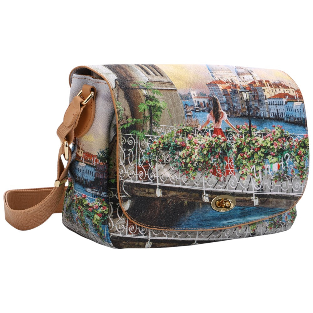 YNot borsa a tracolla flap bag stampa Flowers Canal YES631S4 Borse YNot