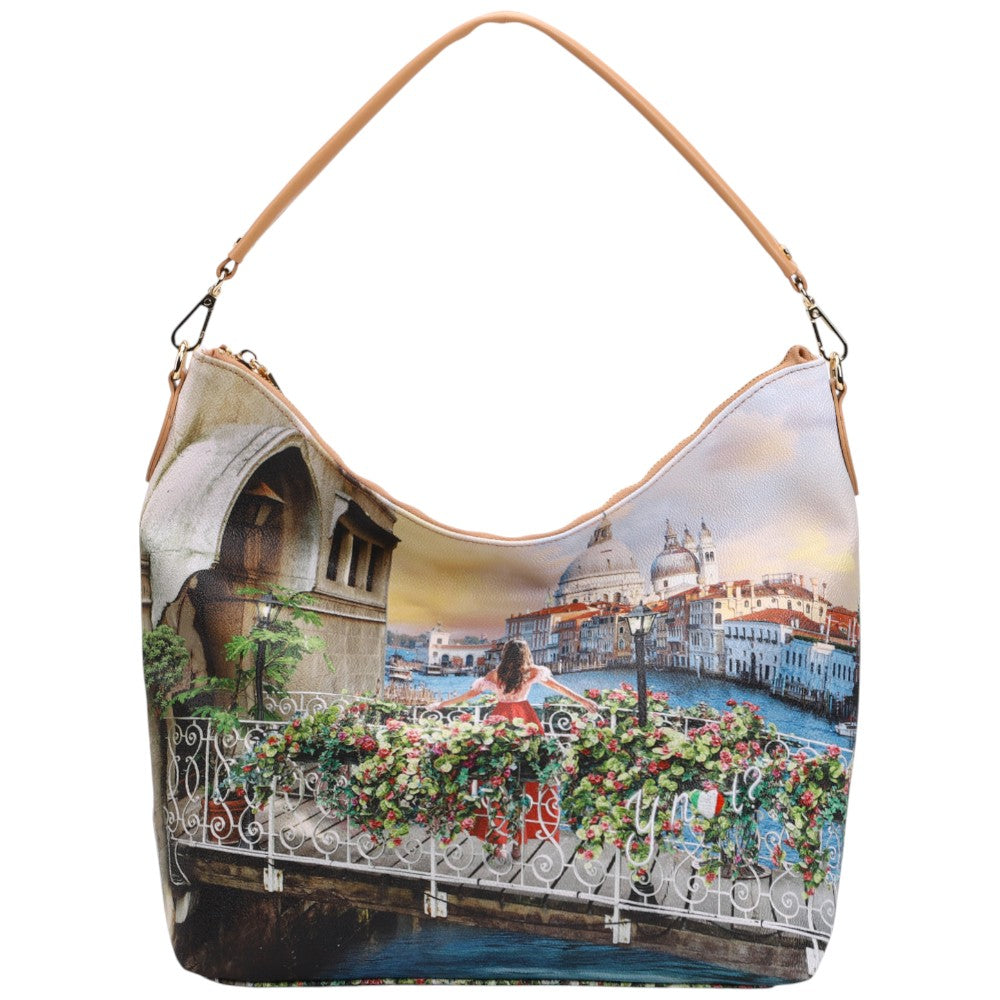 YNot borsa hobo bag stampa Flowers canal YES618S4 Borse YNot