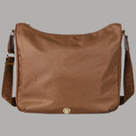Borsa hobo marrone in similpelle con tracolla e chiusura superiore ad anello