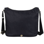 Borsa hobo nera con tracolla regolabile e chiusura a coulisse sul davanti