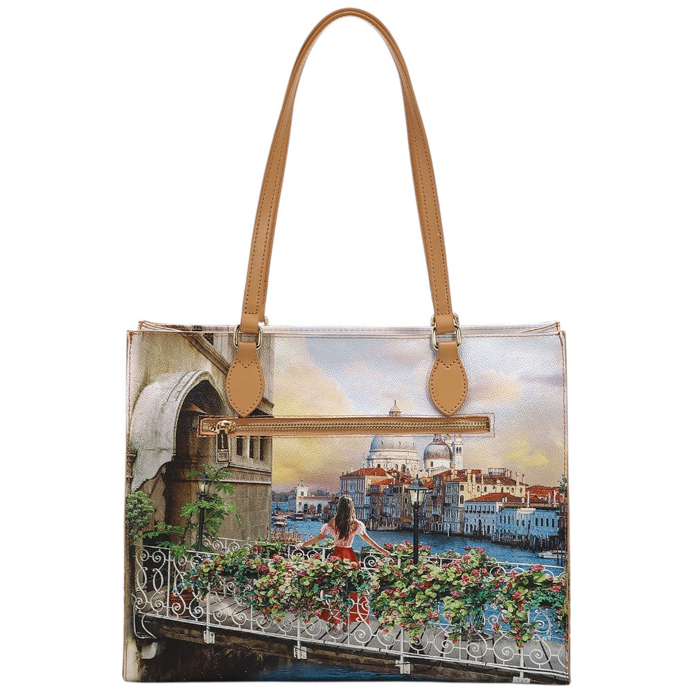 YNot borsa square shopping bag Venezia Flowery canal YES602S4 Borse YNot
