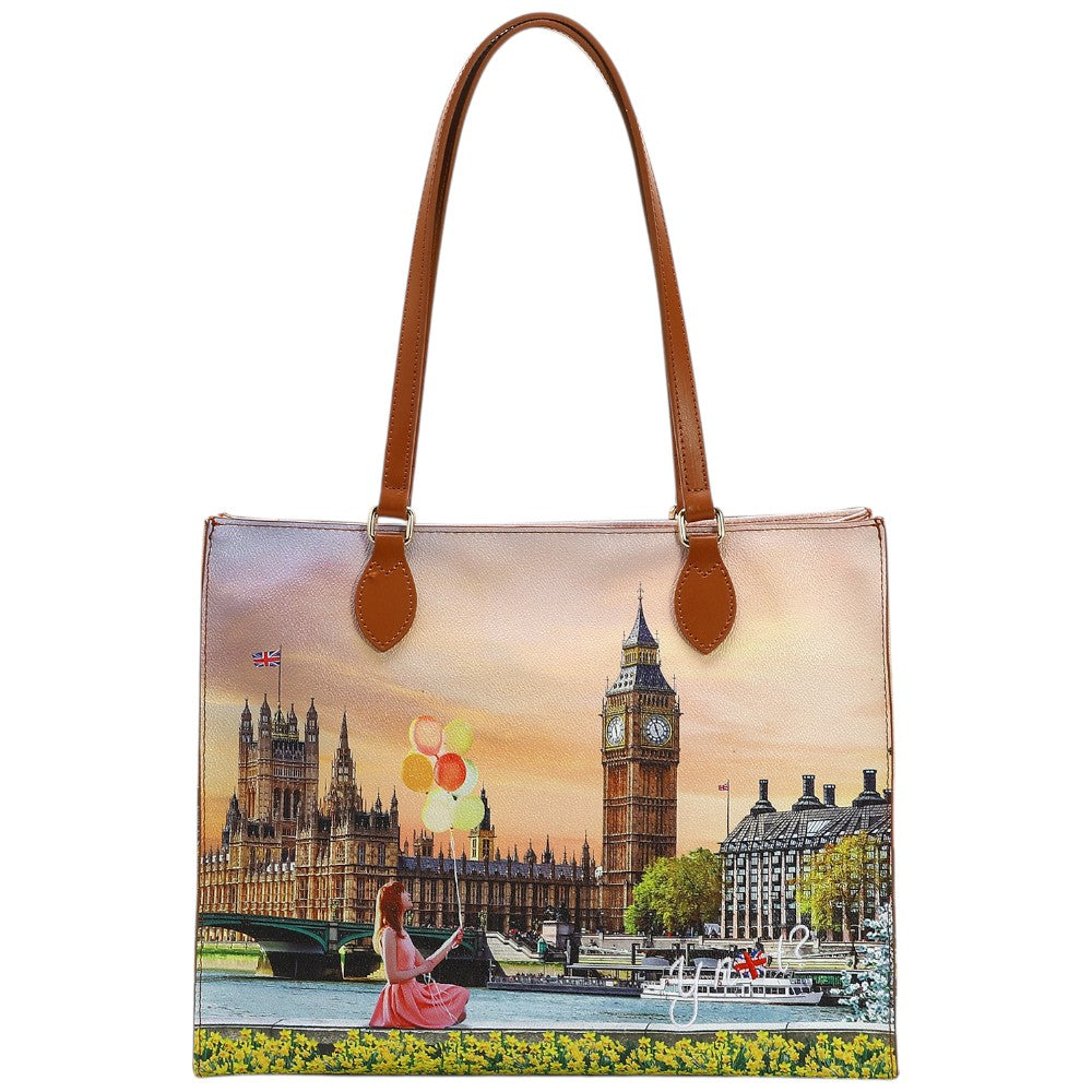 YNot borsa square shopping bag Yellow Flowers YES602S4 Borse YNot