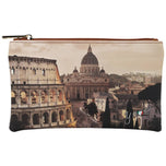 Pochette media con zip, stampa panoramica, scritta YNot? in basso a destra