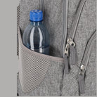 Zaino grigio mélange con tasca frontale a rete e zip, spallacci imbottiti