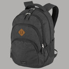 Zaino Travelite melange grigio scuro, tasca anteriore con zip e spallacci imbottiti.