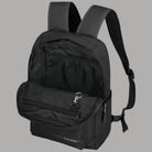 Zaino nero con tasca frontale e organizer con zip, tracolla regolabile laterale