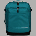 Zaino Travelite petrolio con tasca frontale e doppie zip, tracolla laterale