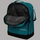 Zaino Travelite petrolio con interno nero a vista e tasche interne con zip