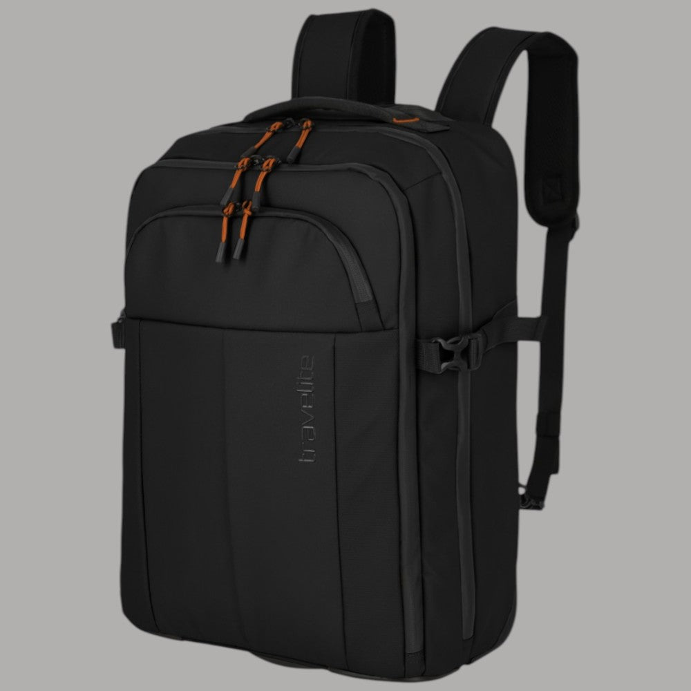 Zaino trolley Travelite BRIIZE nero laterale con tasca e tracolla regolabile.