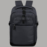Zaino da cabina espandibile Travelite nero, tasche con zip frontali e maniglia superiore