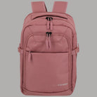 Zaino da cabina espandibile Travelite rosa, tasche con zip frontali e maniglia superiore