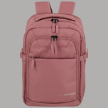Zaino da cabina espandibile Travelite rosa, tasche con zip frontali e maniglia superiore