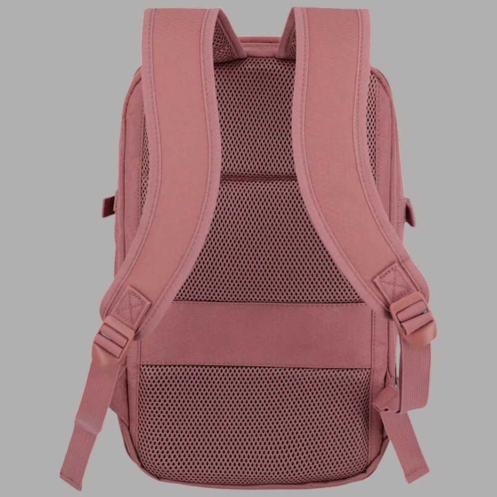 Zaino da cabina espandibile Travelite rosa, schienale imbottito con pannello a rete
