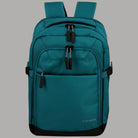 Zaino da cabina espandibile Travelite petrolio, tasche con zip frontali e maniglia superiore