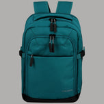 Zaino da cabina espandibile Travelite petrolio, tasche con zip frontali e maniglia superiore