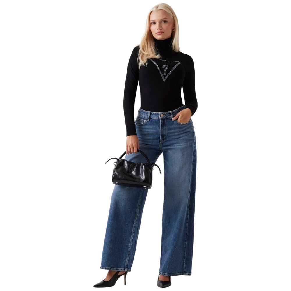 Guess maglione nero collo alto con triangolo MELANIE W5BR39Z2NQ2JBLK Guess