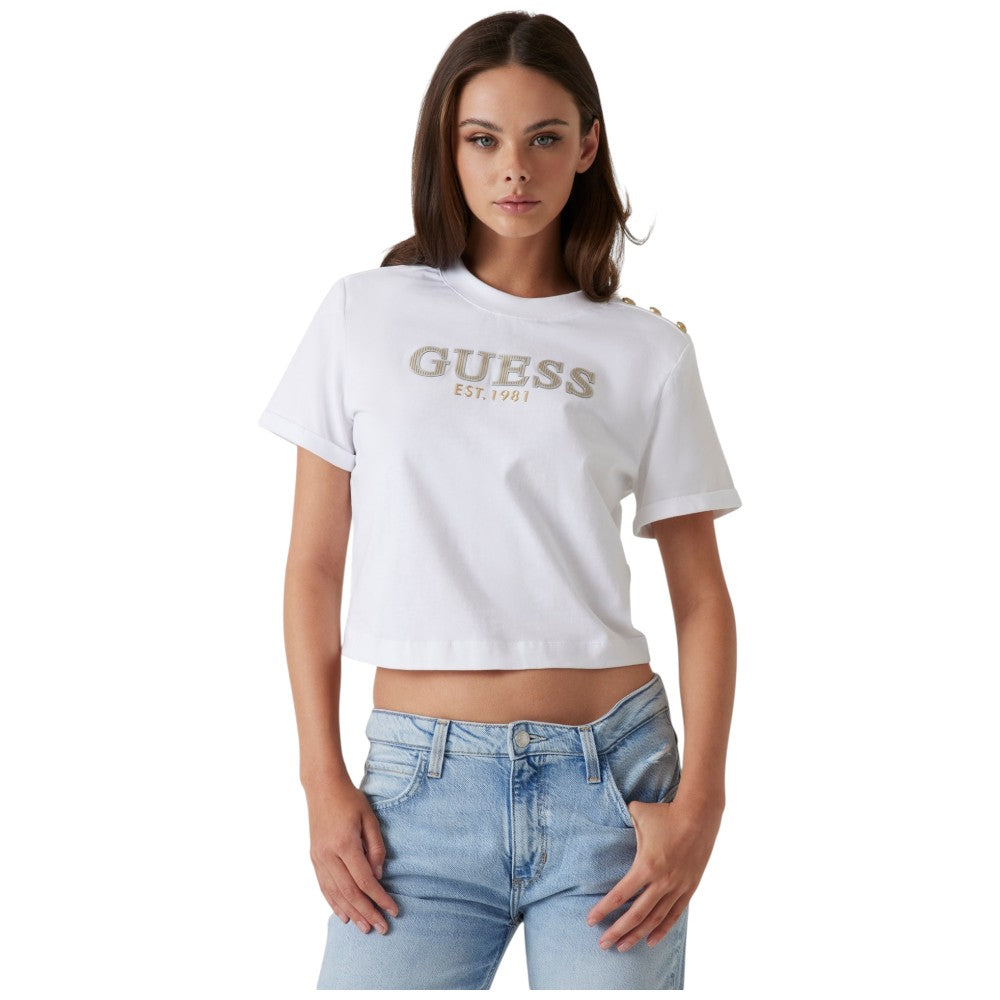 Guess t-shirt bianca cropped W5GI15 K8FQ4 G011 T-shirt Guess