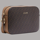 Borsa a tracolla Liu Jo con logo monogram, fantasia marrone e dettaglio dorato