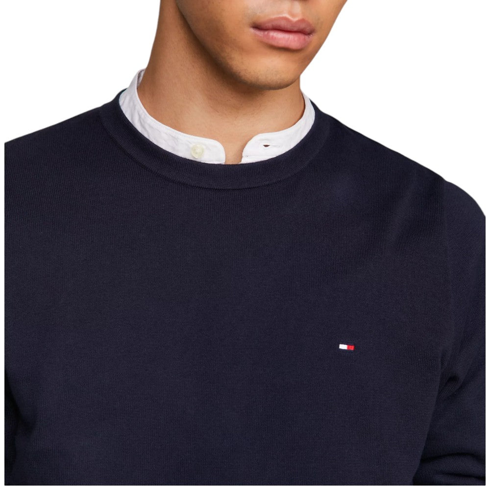 Tommy Hilfiger maglioncino blu classic cotton MW0MW32026 Maglieria Tommy Hilfiger