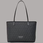 Borsa shopper Liu Jo tote media in tessuto jacquard con logo frontale nero e dettagli in pelle