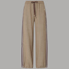 Pantaloni regular fit Liu Jo TF6148T692A beige con dettagli a righe e bande laterali a contrasto