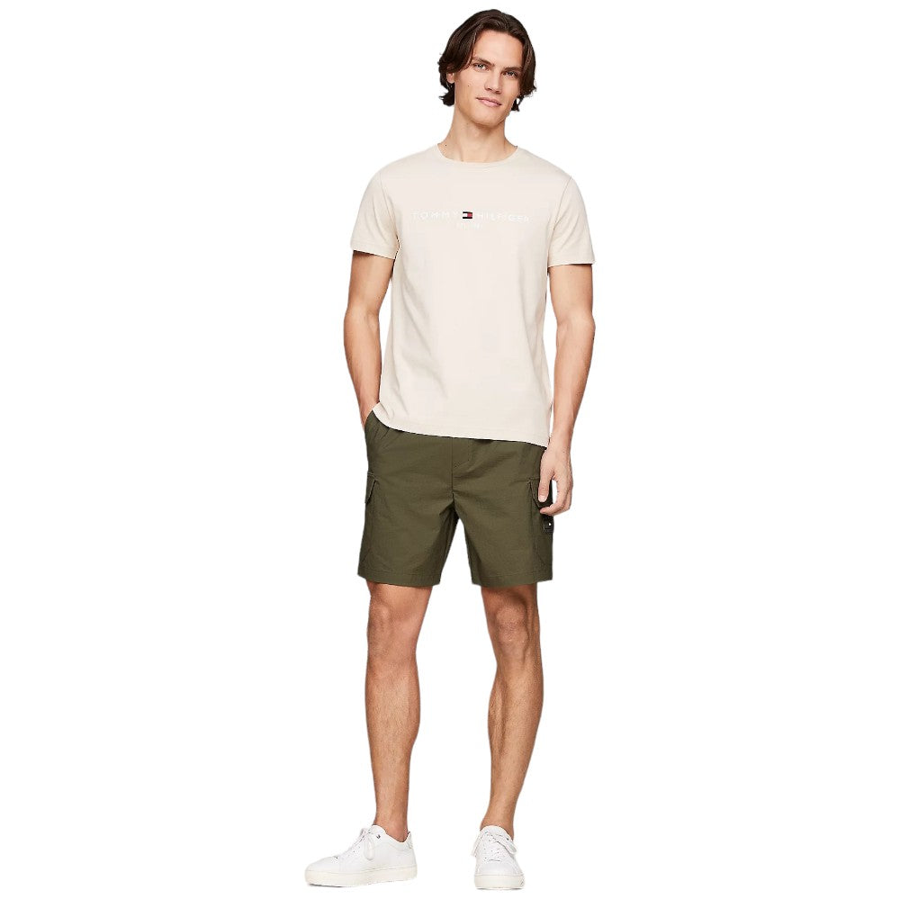 Tommy Hilfiger t-shirt beige logo ricamato MW0MW11797 T-shirt Tommy Hilfiger