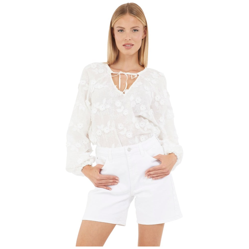 Guess blusa bianca tunica in pizzo Pelari W5GH0Y WHAJ0 G011 Camicie Guess