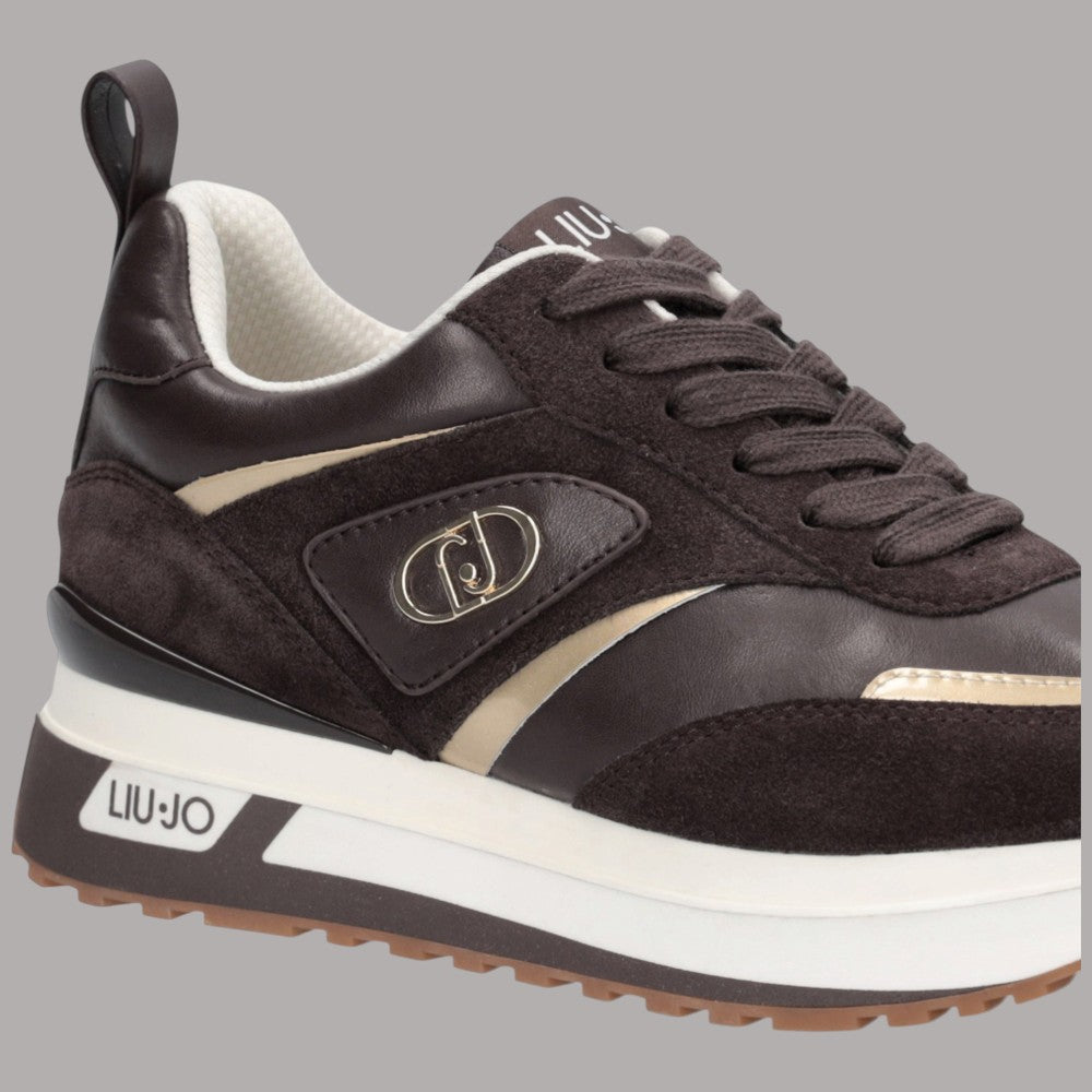 Sneakers Liu Jo Maxi Wonder 97 nere con dettagli in beige e suola platform