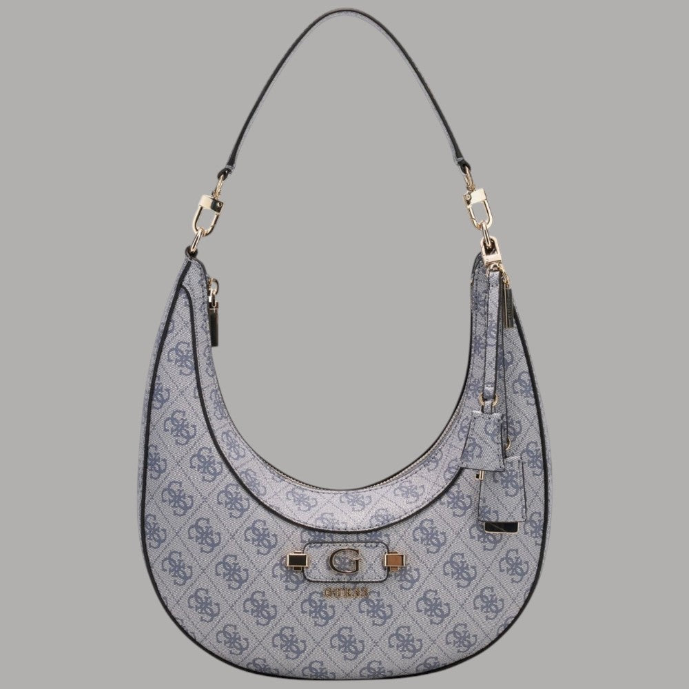 Borsa hobo Guess Lindsey nera con logo frontale