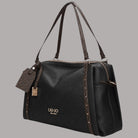 Borsa a spalla media Liu Jo Ilyana M effetto grana nero con dettagli animalier