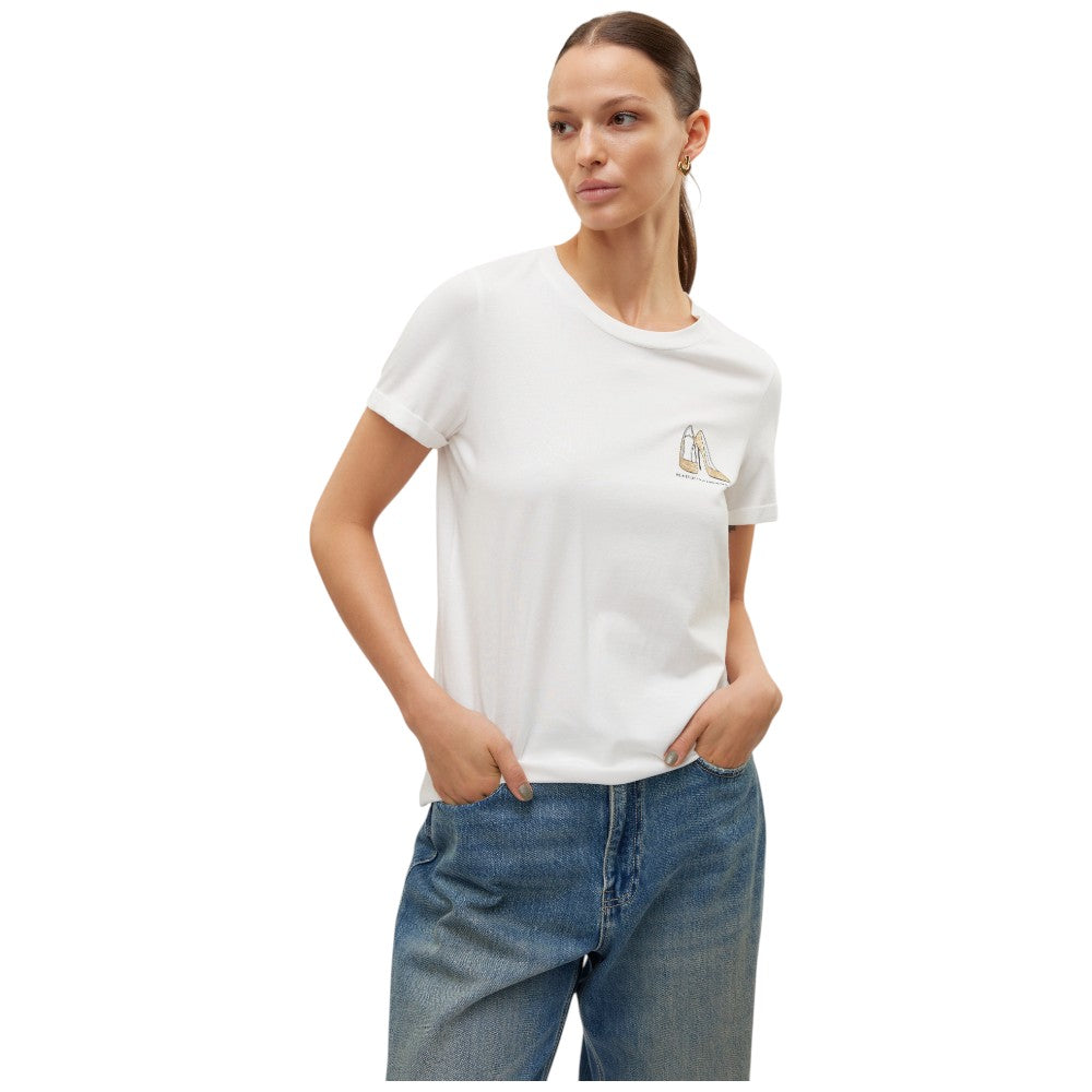 Vero Moda t-shirt bianca con stampa oro glitter art. Villa 10324551 T-shirt Vero Moda