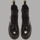 Stivali platform Dr Martens Jadon in pelle Smooth nero con suola gommata e dettaglio giallo