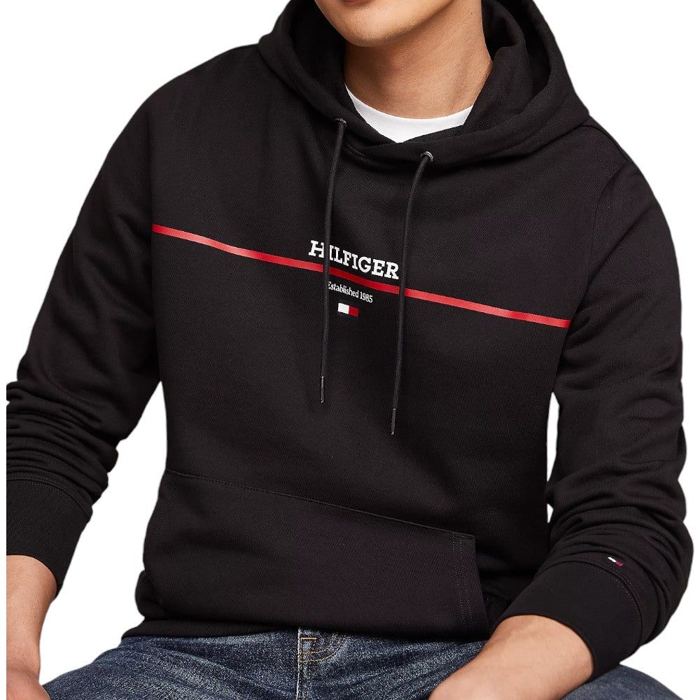 Tommy Hilfiger felpa nera cappuccio terry MW0MW35556 - Prodotti di Classe