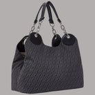 Borsa Liu Jo satchel in tessuto jacquard nero con dettagli in pelle e catena