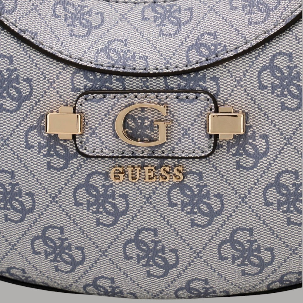 Borsa hobo Guess Lindsey nera con stampa 4G e logo frontale