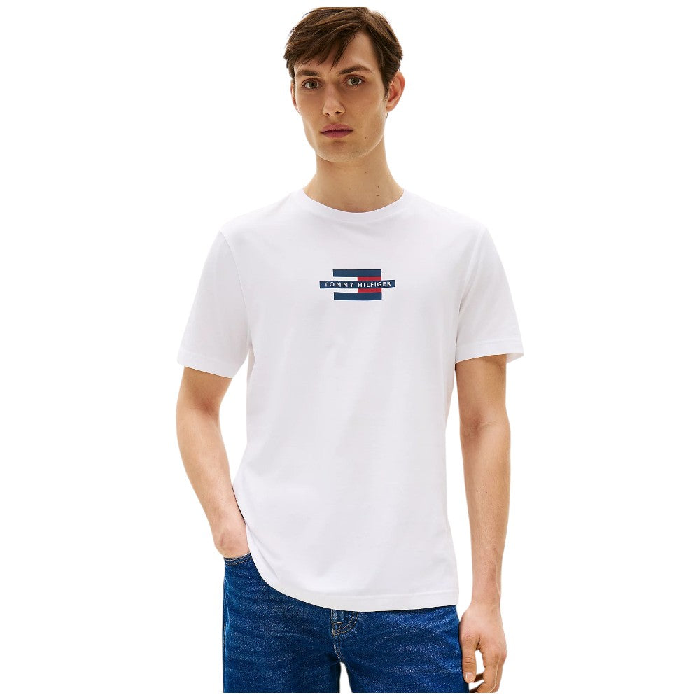 Tommy Hilfiger t-shirt bianca logo centrale MW0MW38636YBR T-shirt Tommy Hilfiger