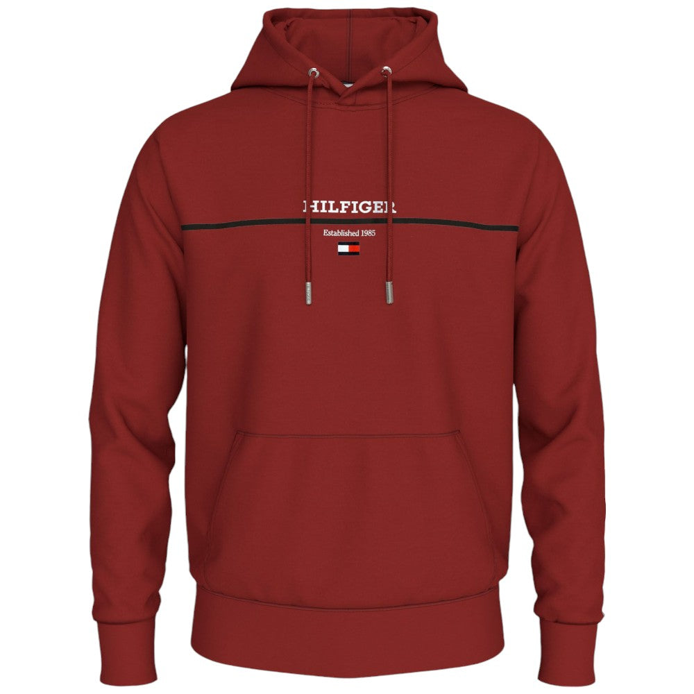 Tommy Hilfiger felpa cappuccio rosso magma logo centrale MW0MW35556 Felpe Tommy Hilfiger