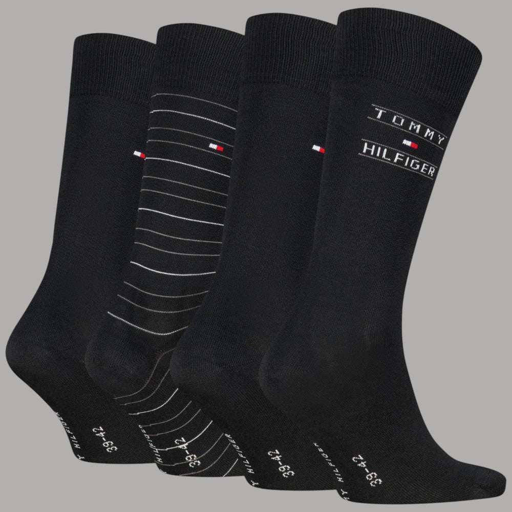 Calzini neri da uomo Tommy Hilfiger, confezione regalo da 4 paia
