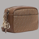Borsa a tracolla Liu Jo Faiza in tessuto jacquard con dettagli in pelle marrone